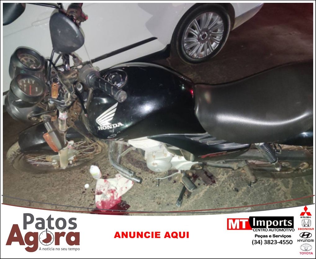 Motociclista com sintomas de embriaguez fica ferido ao colidir em carro na Av. Afonso Queiroz | Patos Agora - A notícia no seu tempo - https://patosagora.net