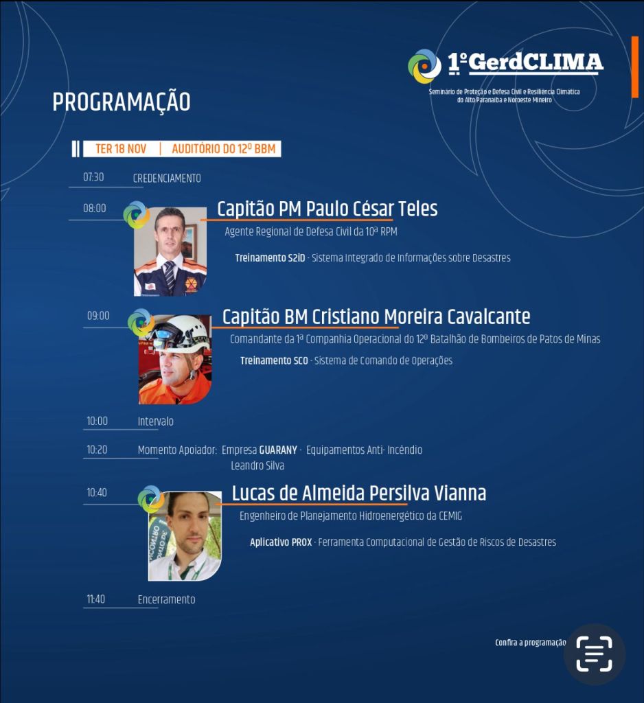 Bombeiros de Patos de Minas promovem 1º Seminário Regional sobre Defesa Civil e Resiliência Climática | Patos Agora - A notícia no seu tempo - https://patosagora.net