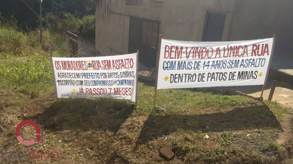 Moradores fazem manifestação na Rua Pedro Felisbino dos Reis | Patos Agora - A notícia no seu tempo - https://patosagora.net