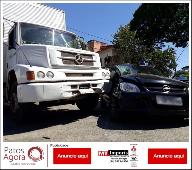 Caminhão avança parada obrigatória e atinge veículo de passeio  | Patos Agora - A notícia no seu tempo - https://patosagora.net