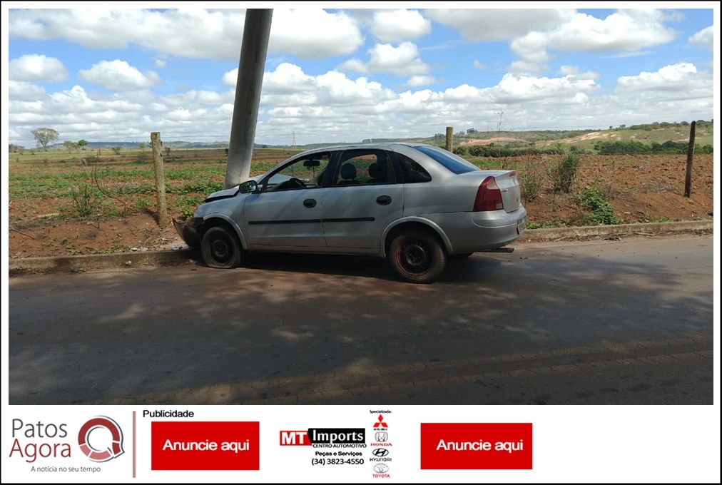 Motorista abandona veículo após colidir e quebrar poste na Estrada da Serrinha | Patos Agora - A notícia no seu tempo - https://patosagora.net