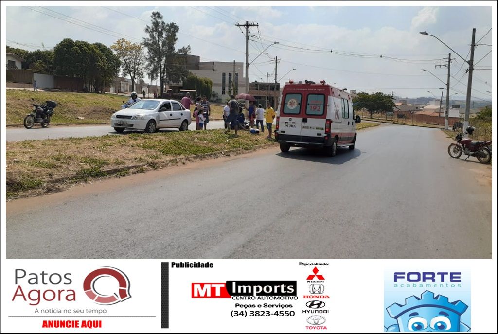Motociclista colide na traseira de carro na Rua Tomaz de Aquino | Patos Agora - A notícia no seu tempo - https://patosagora.net