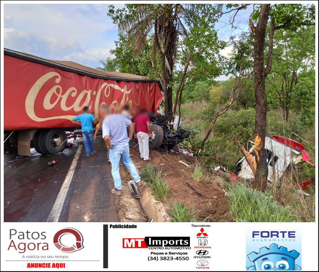 Grave acidente entre carreta da Coca-Cola e caminhão baú deixa dois mortos na MG-190 | Patos Agora - A notícia no seu tempo - https://patosagora.net