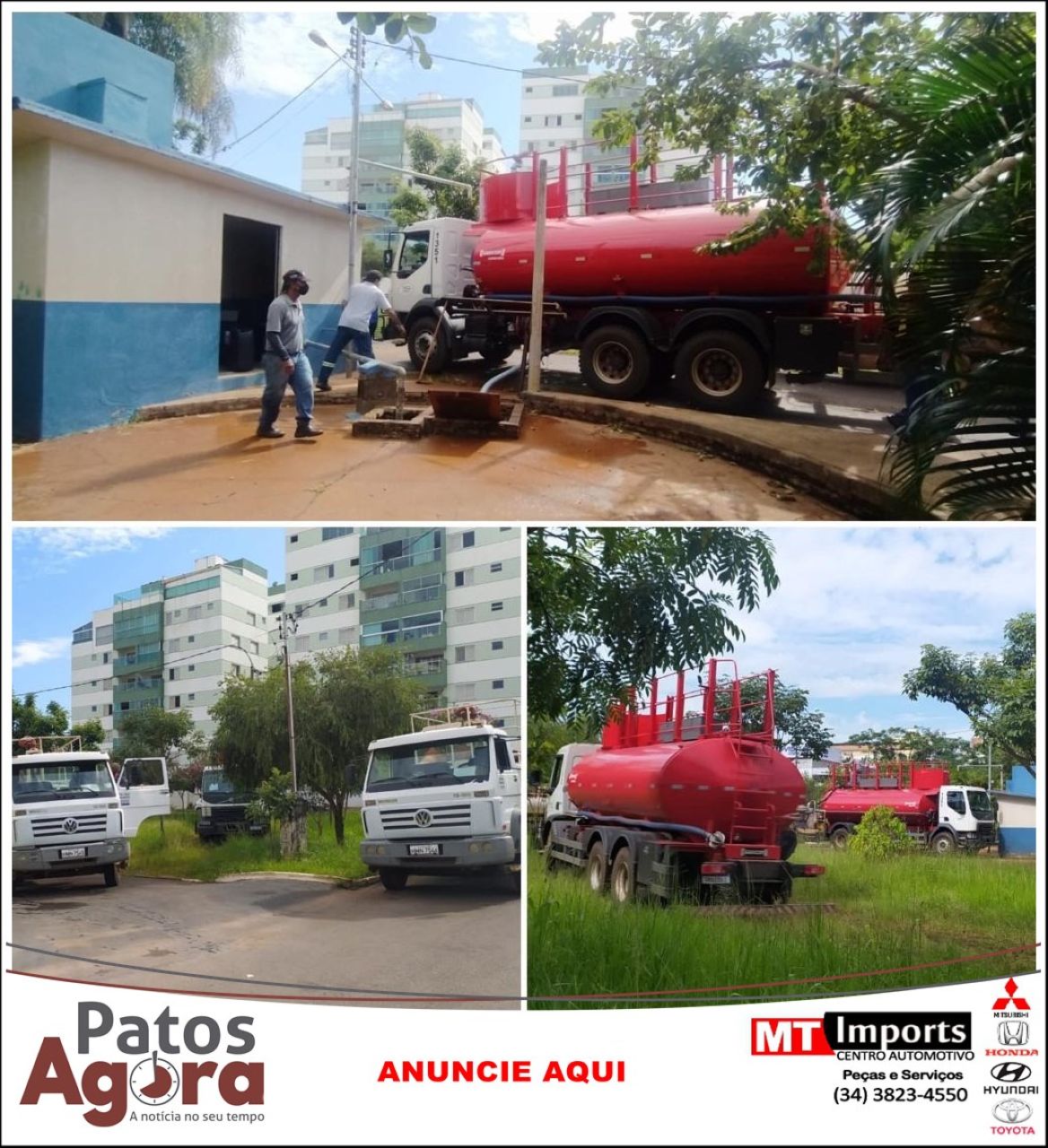 Prefeitura recebe caminhões-pipa cedidos por agroindústria de João Pinheiro