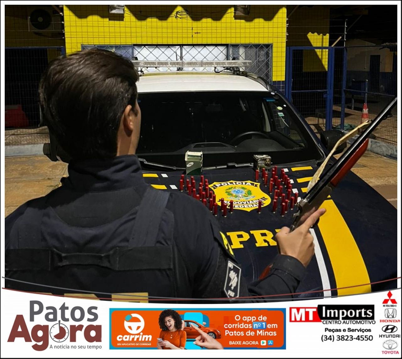PRF de Patos de Minas apreende arma de fogo e dezenas de munições na BR 365