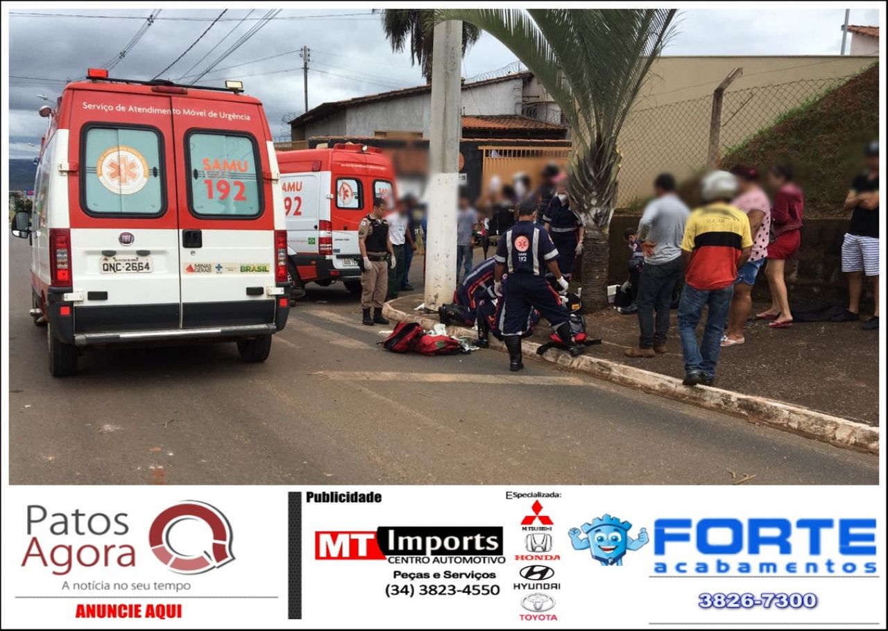 Motociclista fica gravemente ferido após colidir em poste na Avenida Marabá