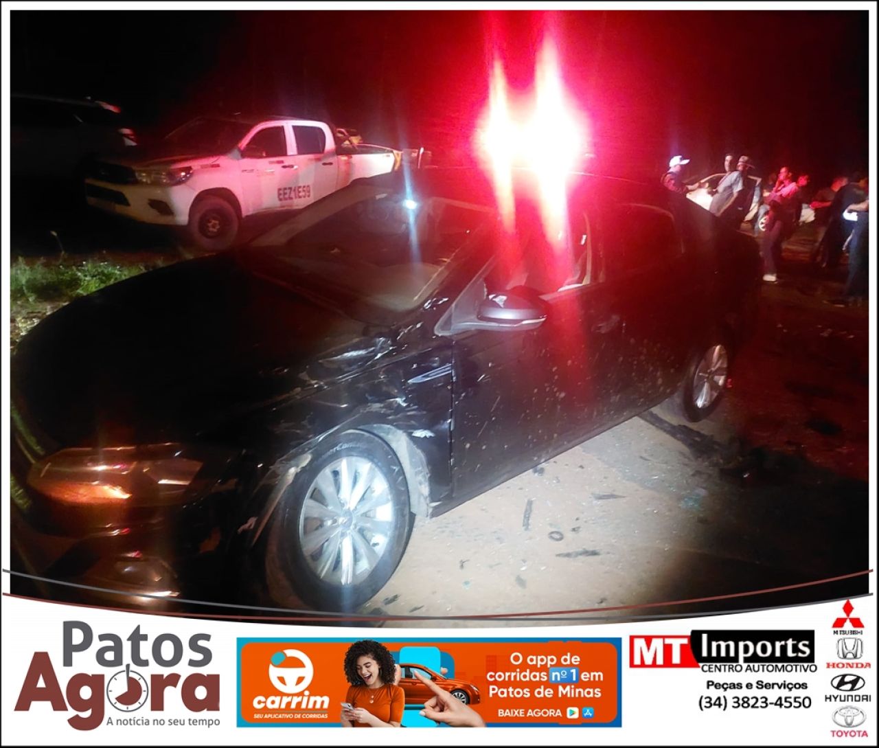 Colisão entre duas caminhonetes e mais dois carros é registrada na MG-230 em Patrocínio