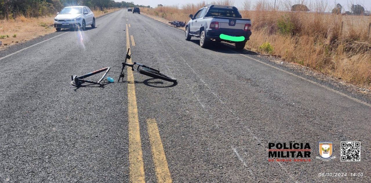 Ciclista de 12 anos morre em colisão com moto na LMG 638