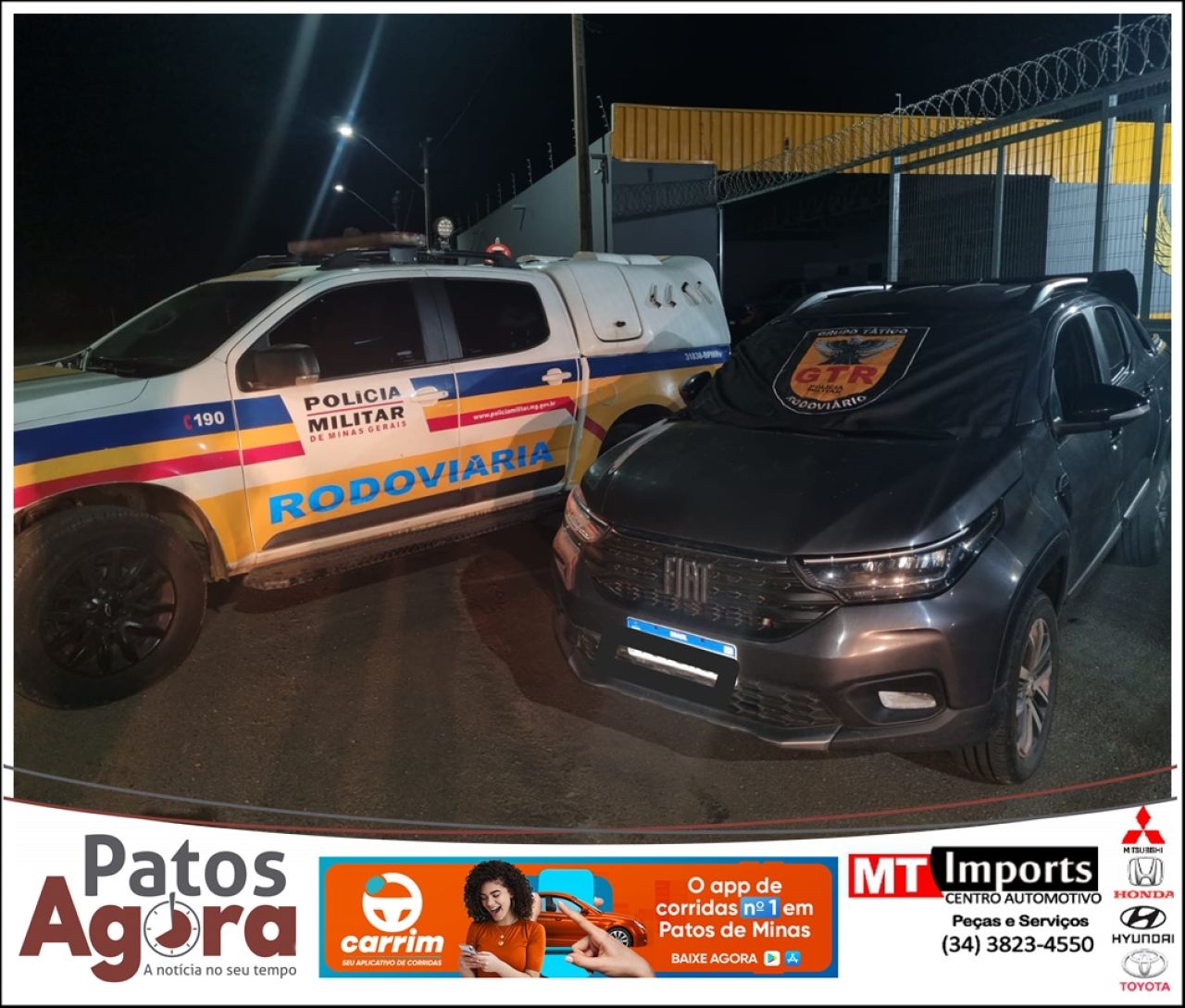 Polícia Militar Rodoviária recupera carro clonado e resgata aves silvestres em condições de maus-tratos na MGC-354