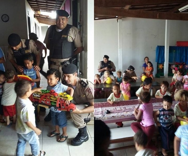 Policiais de Lagoa Formosa fazem doação de brinquedos em creche