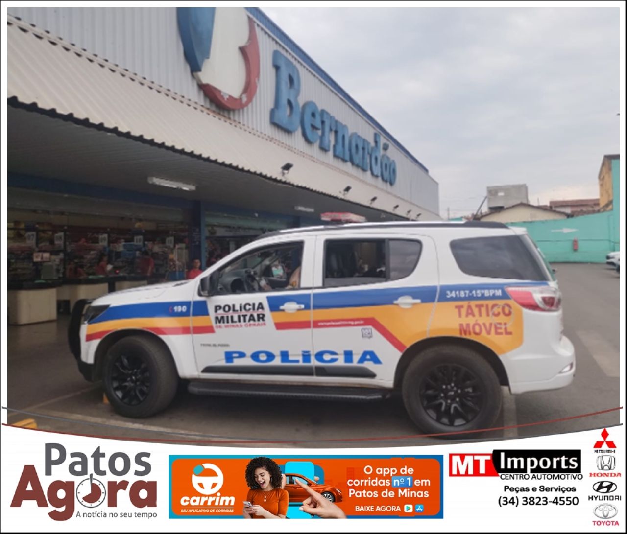 Homem é preso após furtar carnes e agredir funcionários em supermercado de Patos de Minas