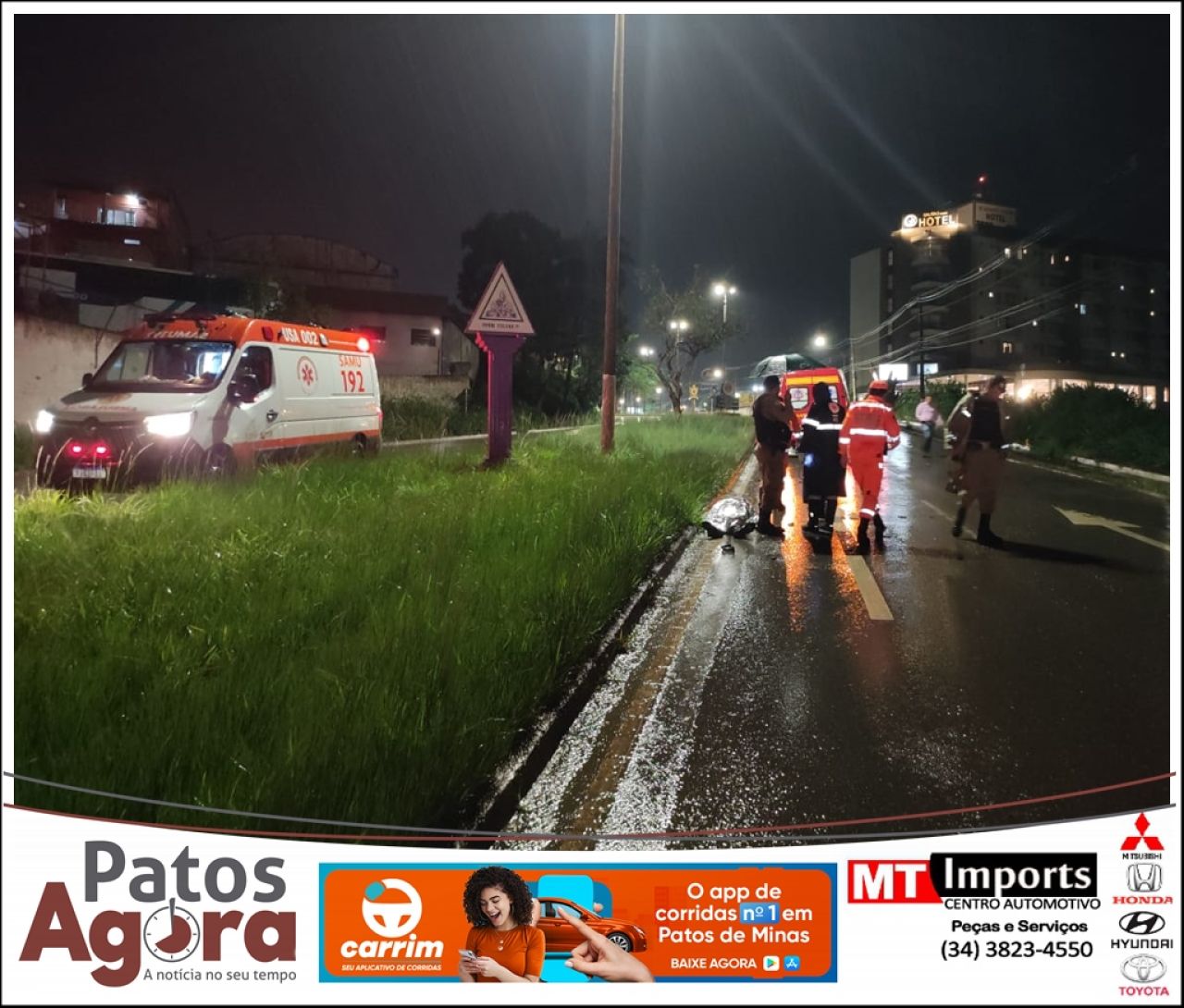 Motociclista morre após perder controle de veículo na Avenida JK em Patos de Minas