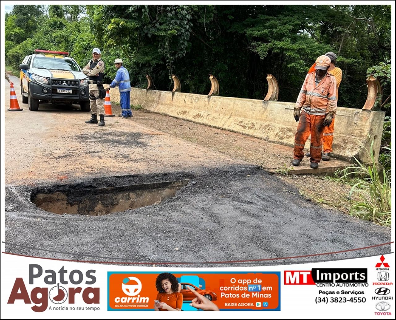 Interdição total da MG-188 após danos na ponte do Ribeirão Forquilha