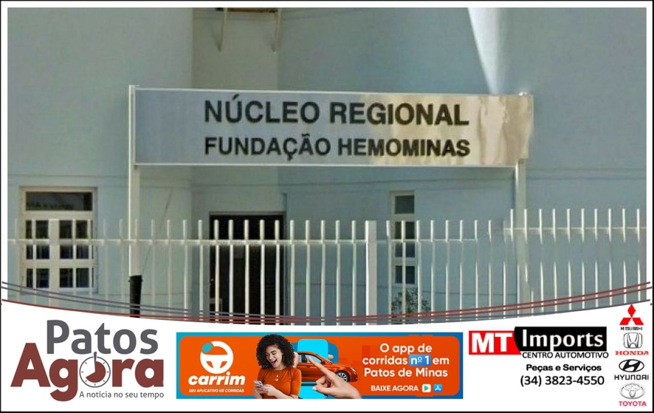 Estoque de sangue O negativo está praticamente zerado em Patos de Minas; Hemocentro pede doações urgentes
