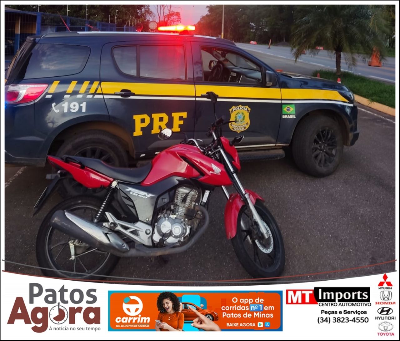 PRF apreende moto adulterada que era levada de São Paulo para a Bahia