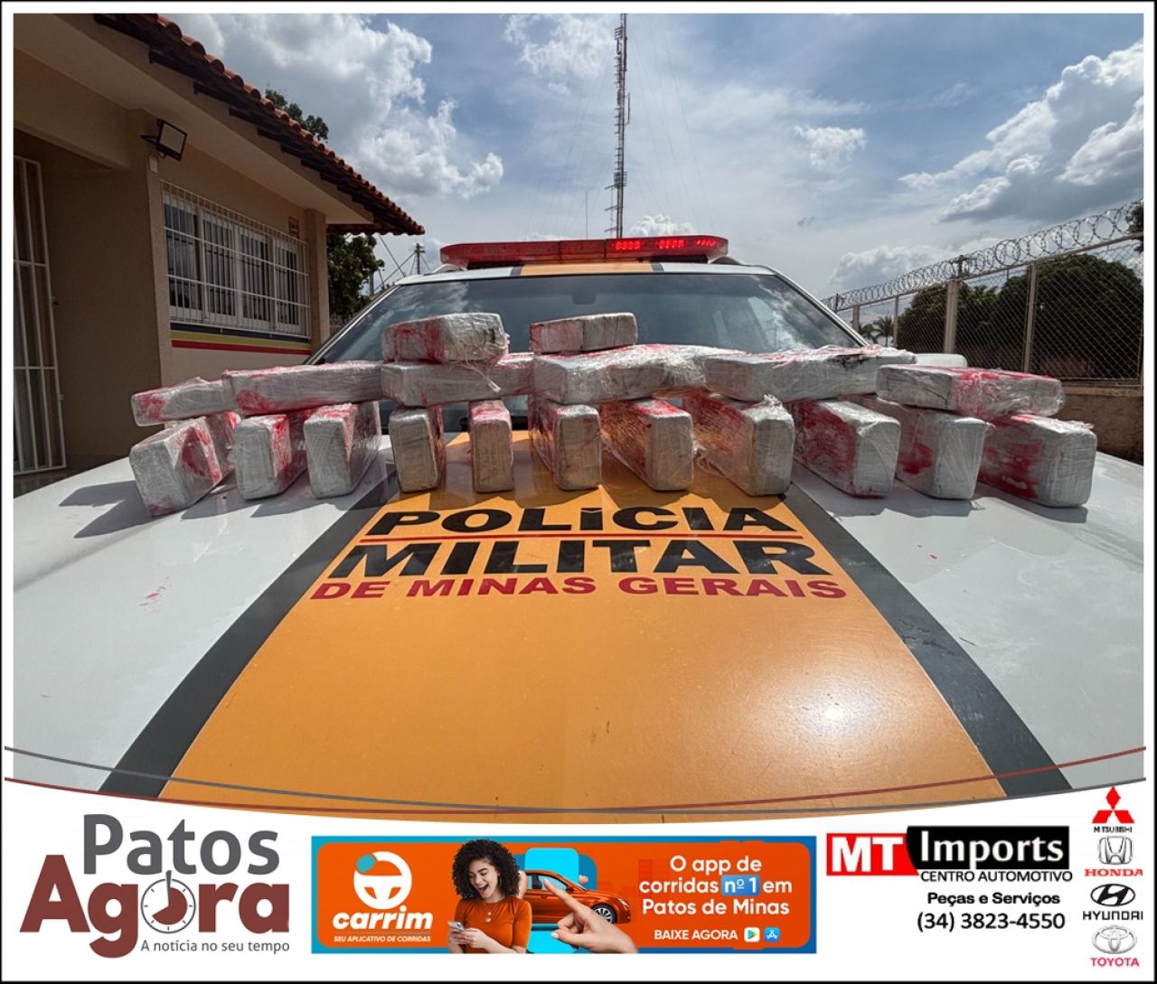 Jovem de 22 anos é presa com 19 barras de maconha em ônibus na MG-188