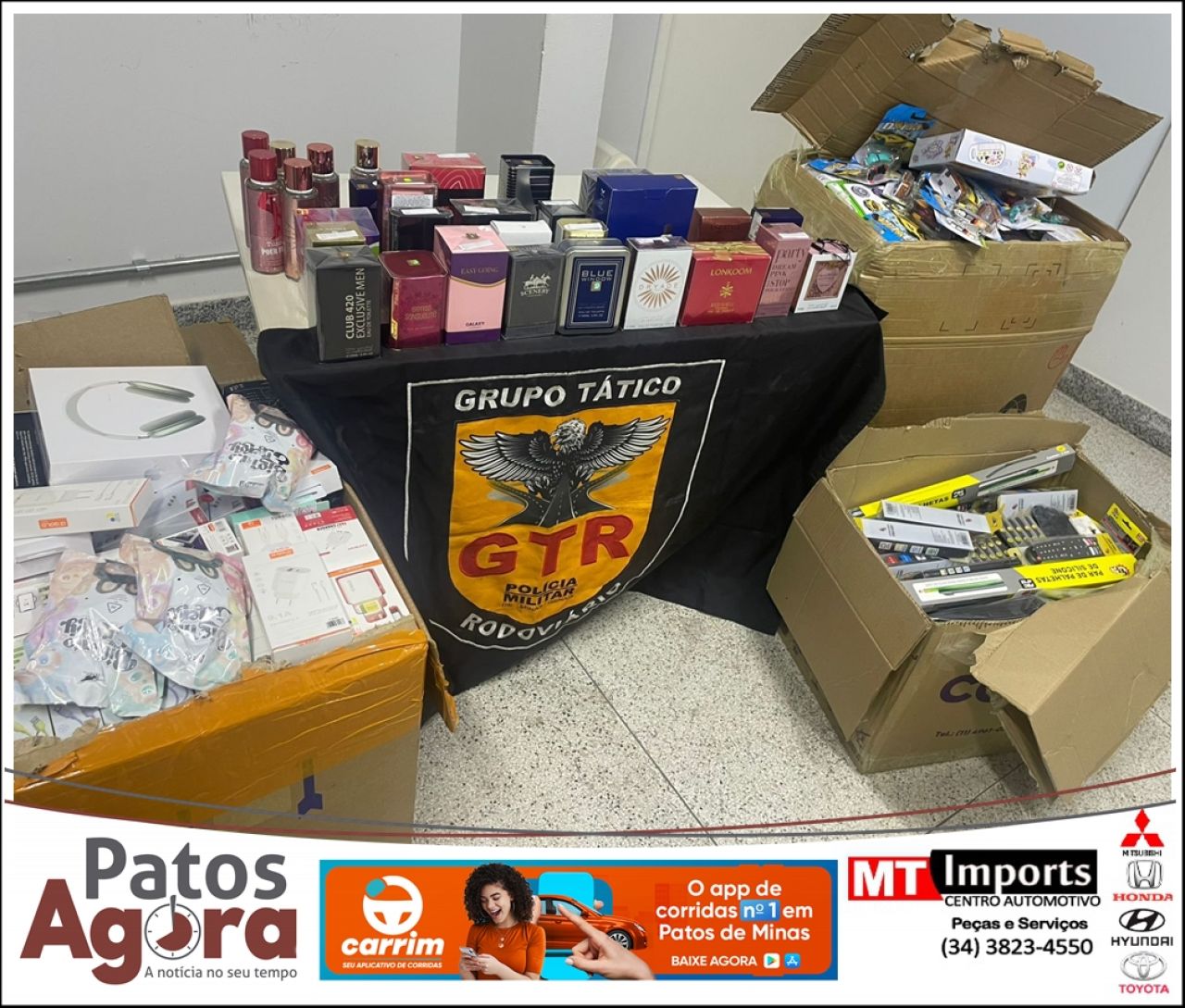 PM Rodoviária apreende eletrônicos e perfumes estrangeiros sem nota fiscal em ônibus na BR-146