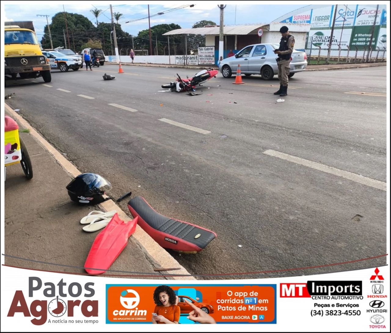 Motociclista fica gravemente ferido após acidente na Rua Major Gote