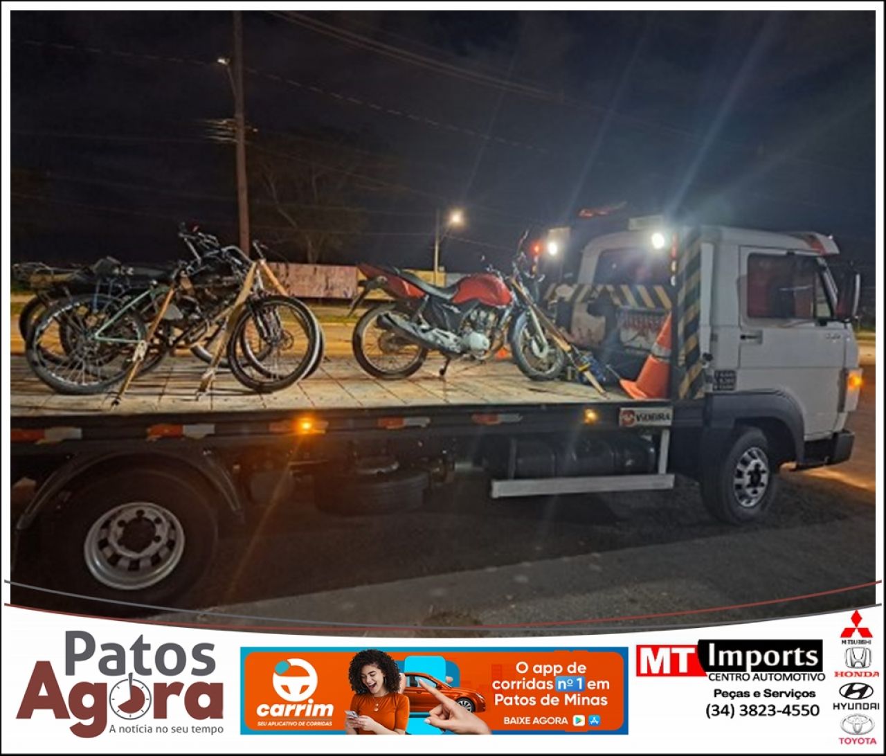 PM realiza fiscalização de trânsito e combate às bicicletas motorizadas em Patos de Minas