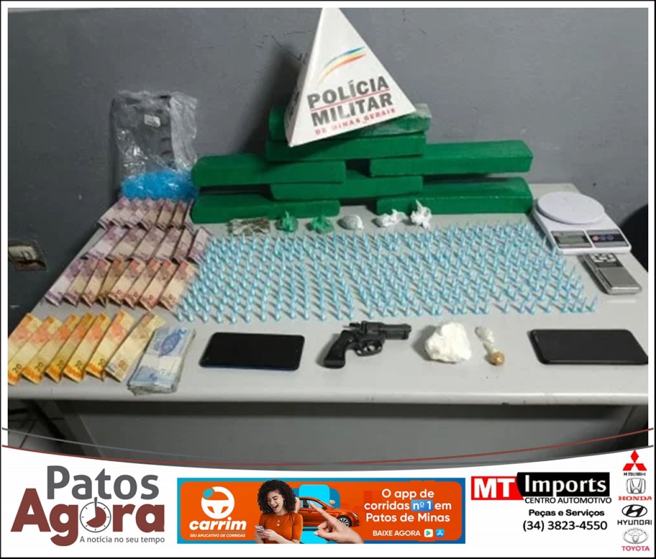 PM apreende grande arsenal de drogas e arma de fogo no bairro Alto Colina