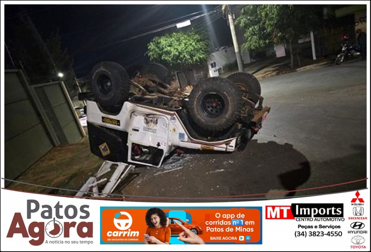 Jovem perde controle direcional e capota jipe no Bairro Alto do Caiçaras