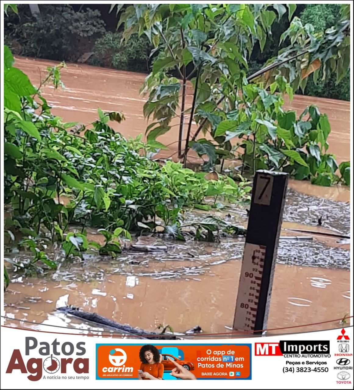 Rio Paranaíba sobe 50 cm em pouco mais de 8 horas e acende alerta para enchentes