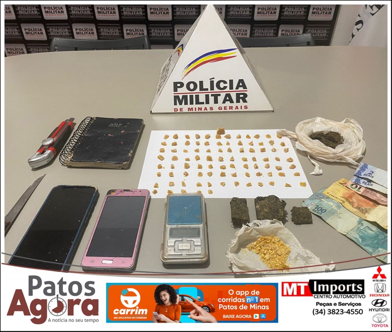 Polícia Militar prende dois por tráfico de drogas em Monte Carmelo