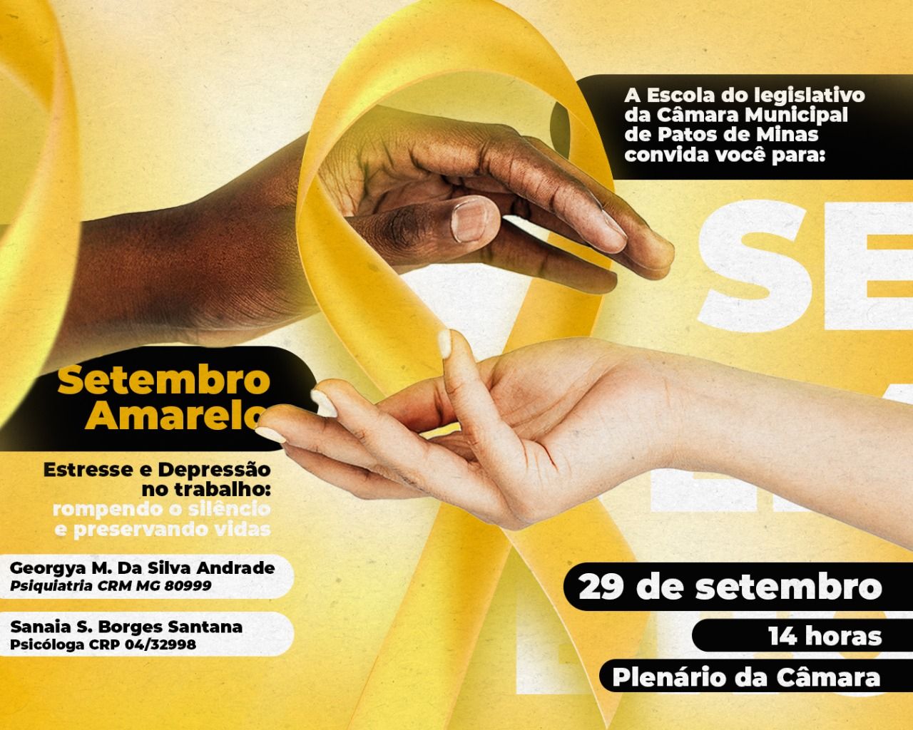 Escola do Legislativo da Câmara Municipal convida população para evento sobre a prevenção do suicídio