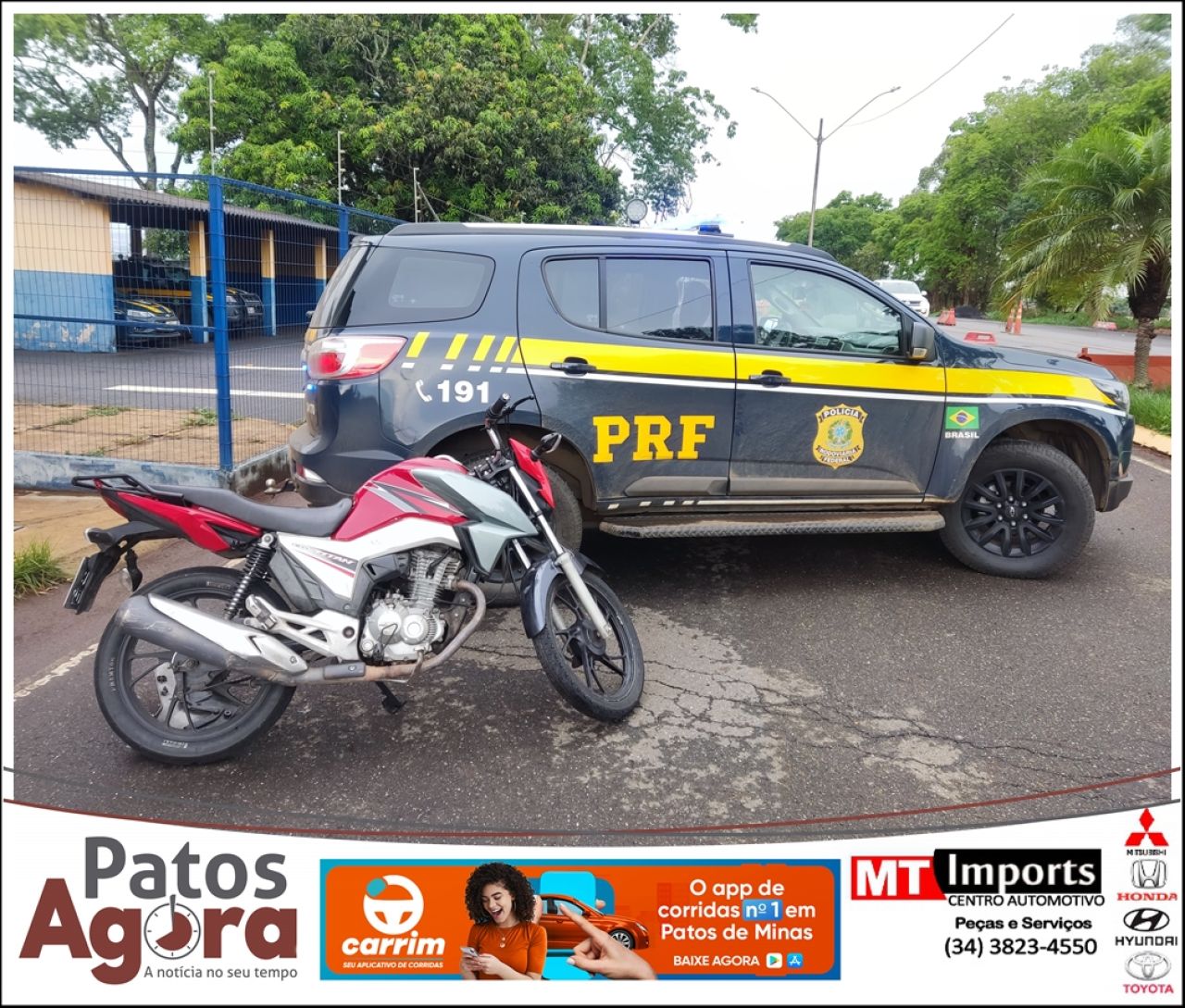 PRF de Patos de Minas recupera motocicleta furtada e clonada há apenas um dia