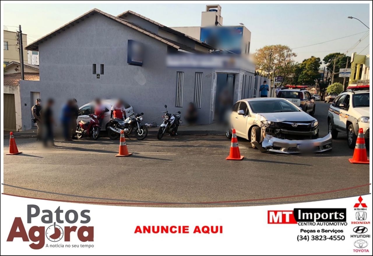 Acidente envolvendo três carros e duas motos é registrado na região central de Patos de Minas