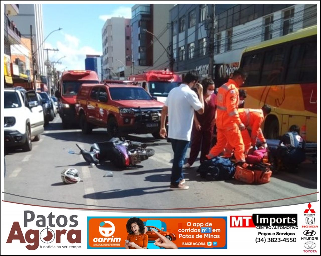 Motociclista fica em estado grave após colidir com porta aberta de veículo