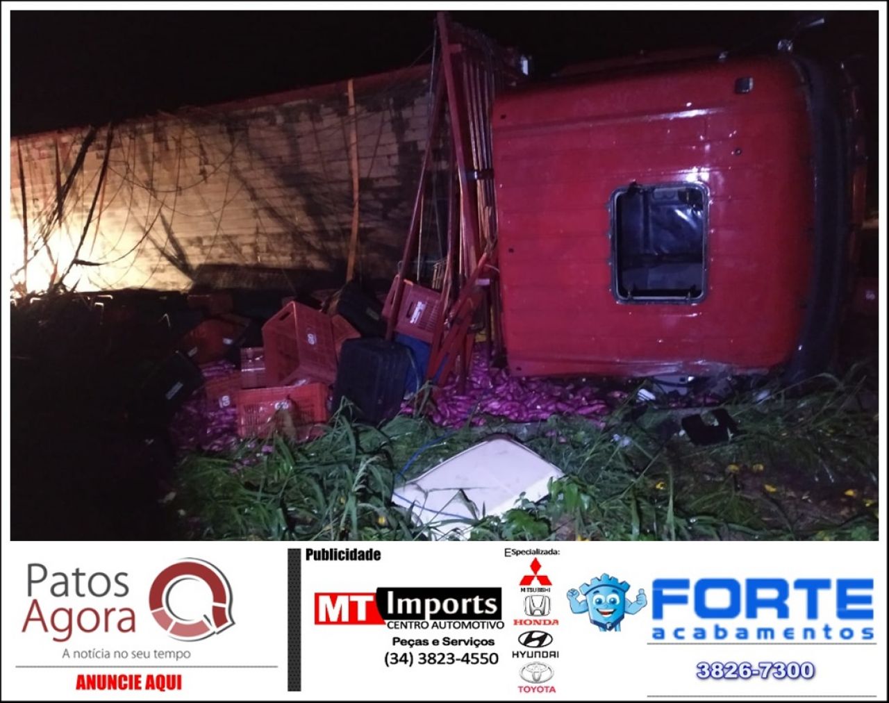 Motorista fica ferido após tombar caminhão na rodovia BR-146, em Serra do Salitre