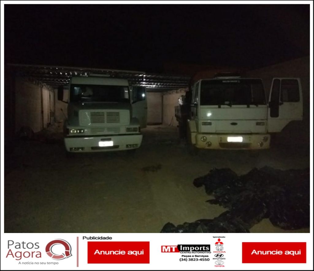 Polícia Militar encontra galpão com caminhões roubados em Carmo do Paranaíba