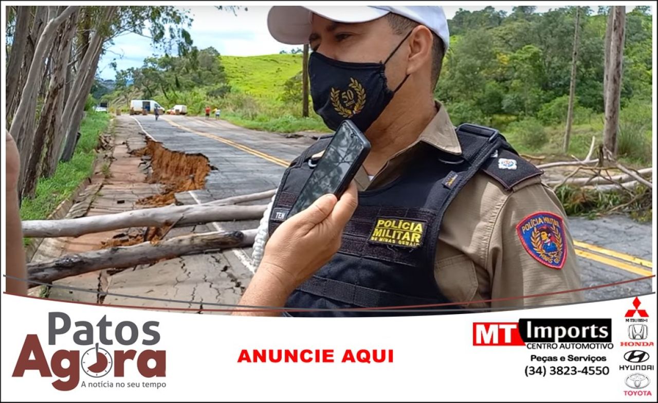 MGC 354 entre Patos de Minas e Presidente Olegário segue interditada após novos afunfamentos no asfalto