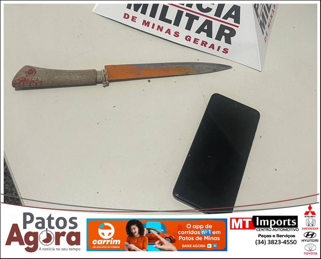 Polícia Militar prende mulher por roubo, apreende faca e recupera celular roubado em São Gotardo