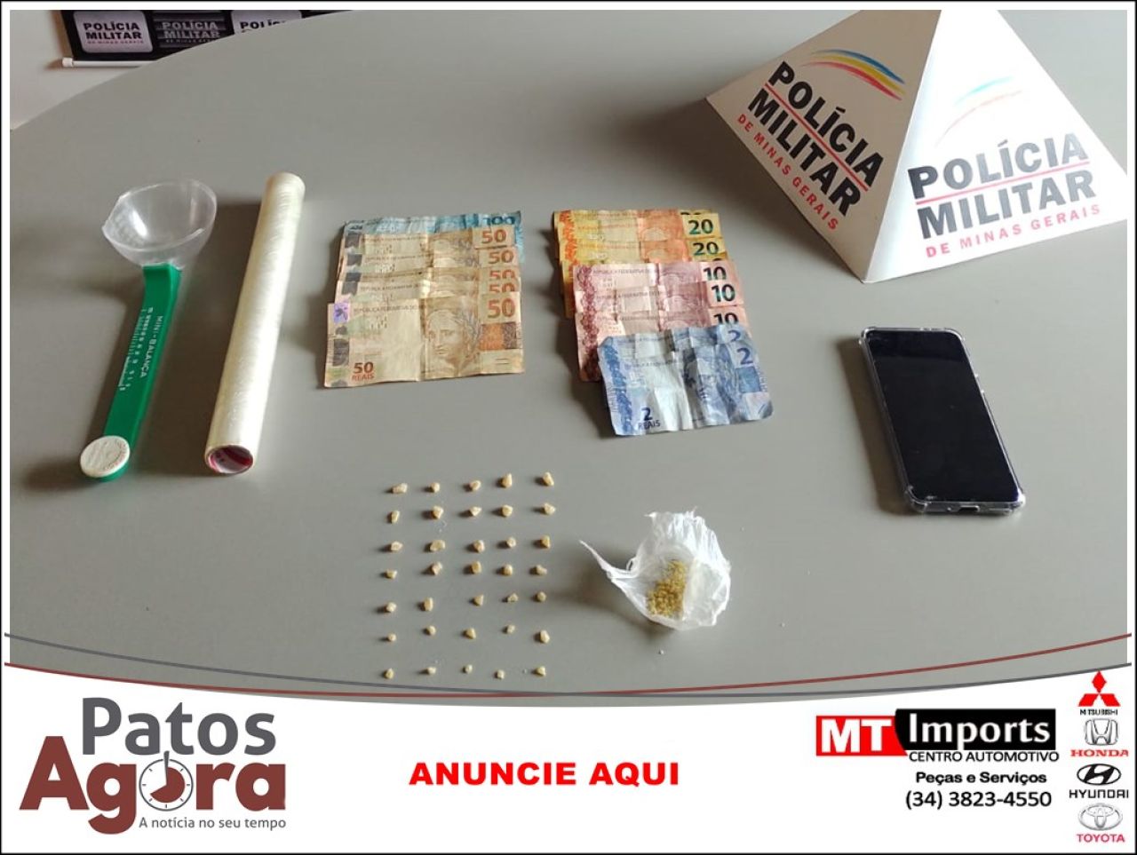 PM de Monte Carmelo prende homem suspeito de tráfico e dois usuários de drogas