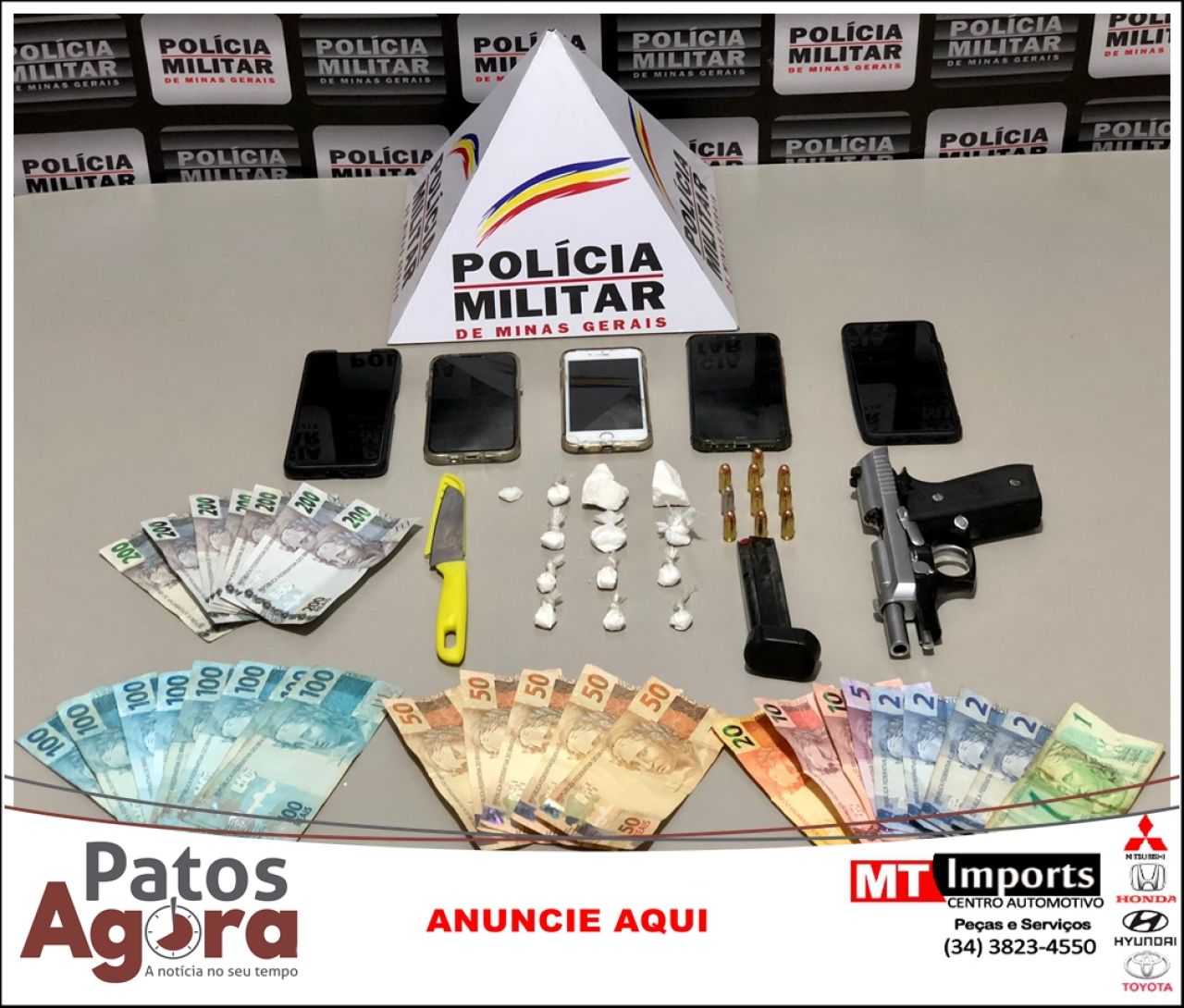 PM de Monte Carmelo prende quatro indivíduos por posse ilegal de arma de fogo e tráfico de drogas