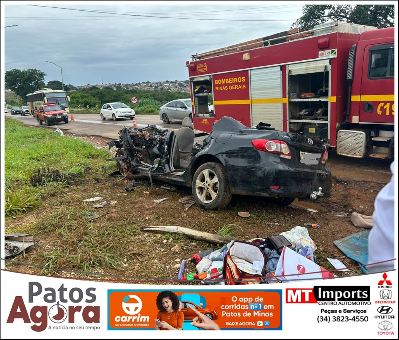 Tragédia na BR-040 em Paracatu: colisão frontal mata quatro membros de uma família 