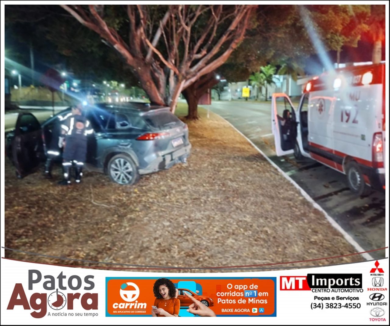 Carro colide com coqueiro após perder controle em quebra-molas na Av. JK