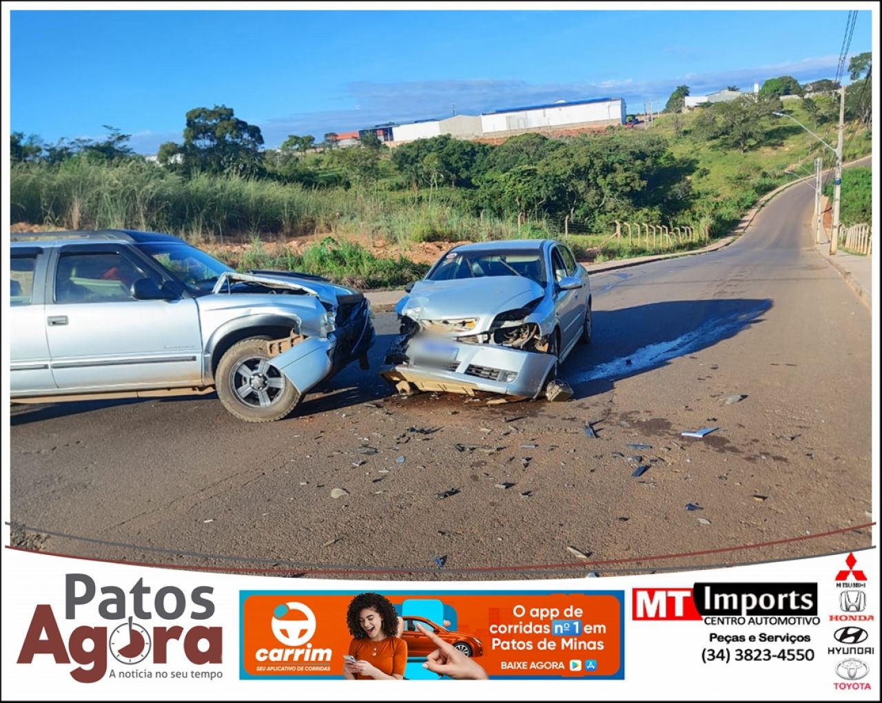Condutor não percebe aproximação de veículo, avança parada e provoca acidente no Bairro Campos Elísios