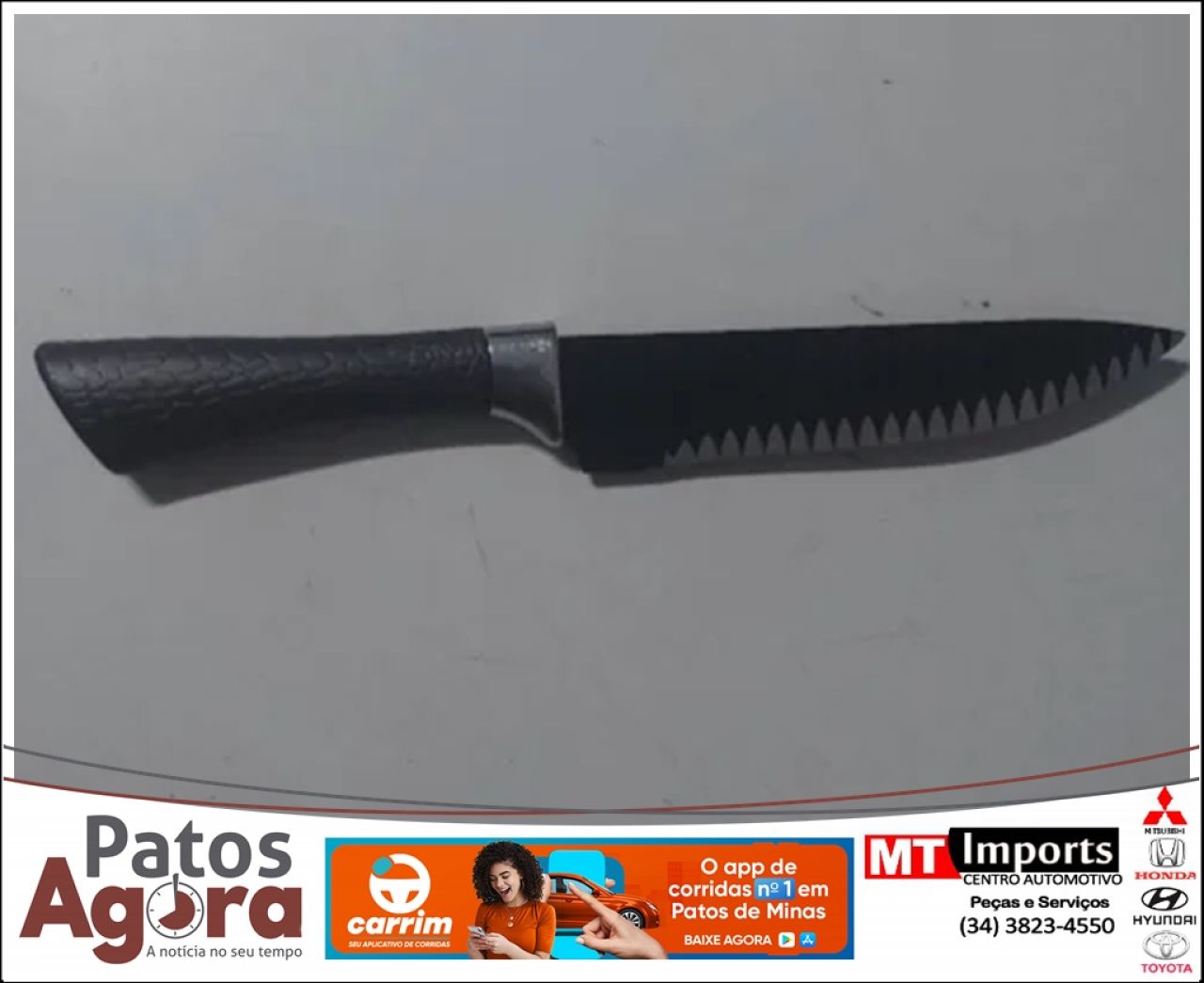 Usuário de drogas ameaça funcionário de clínica e é detido com faca e porção de crack em Patos de Minas