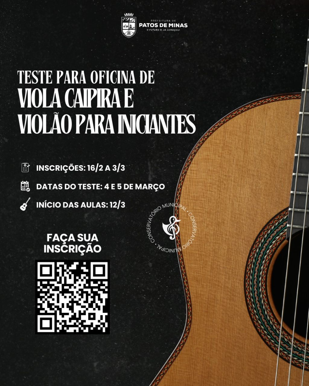 Inscrições para oficina de viola caipira e violão abrem em breve