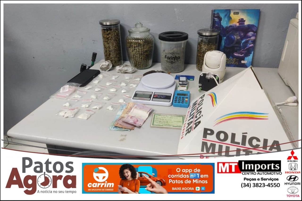 PM apreende drogas em residência no Bairro Rosário e prende mulher de 23 anos