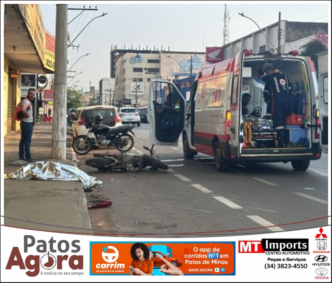 Colisão em cruzamento de Patos de Minas tira a vida de mulher de 62 anos