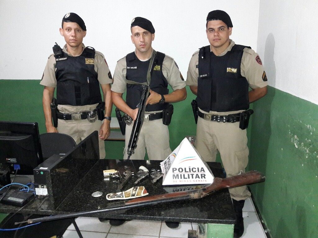 PM apreende 5 armas de fogo no bairro Sobradinho em Patos de Minas