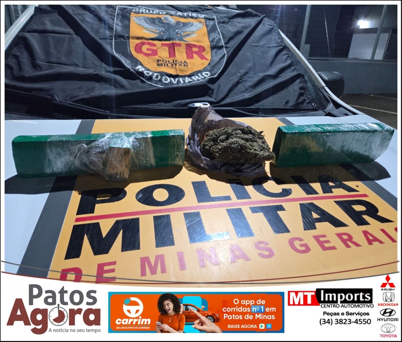 PM encontra maconha escondida embaixo de banco de ônibus na BR-352