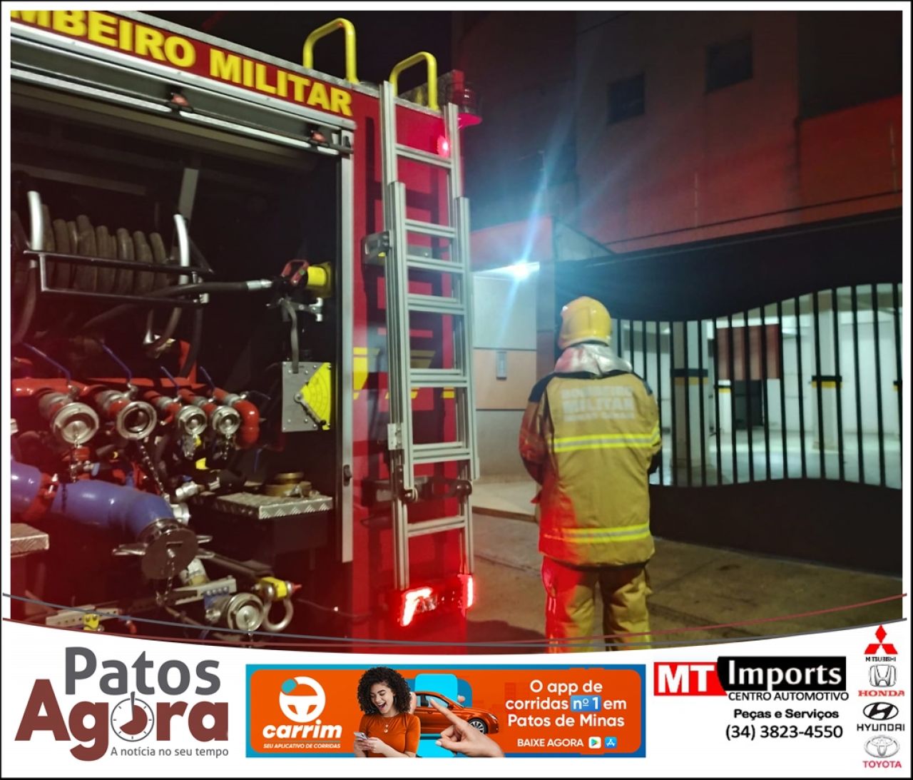 Incêndio em apartamento mobiliza Bombeiros durante a madrugada em Patos de Minas