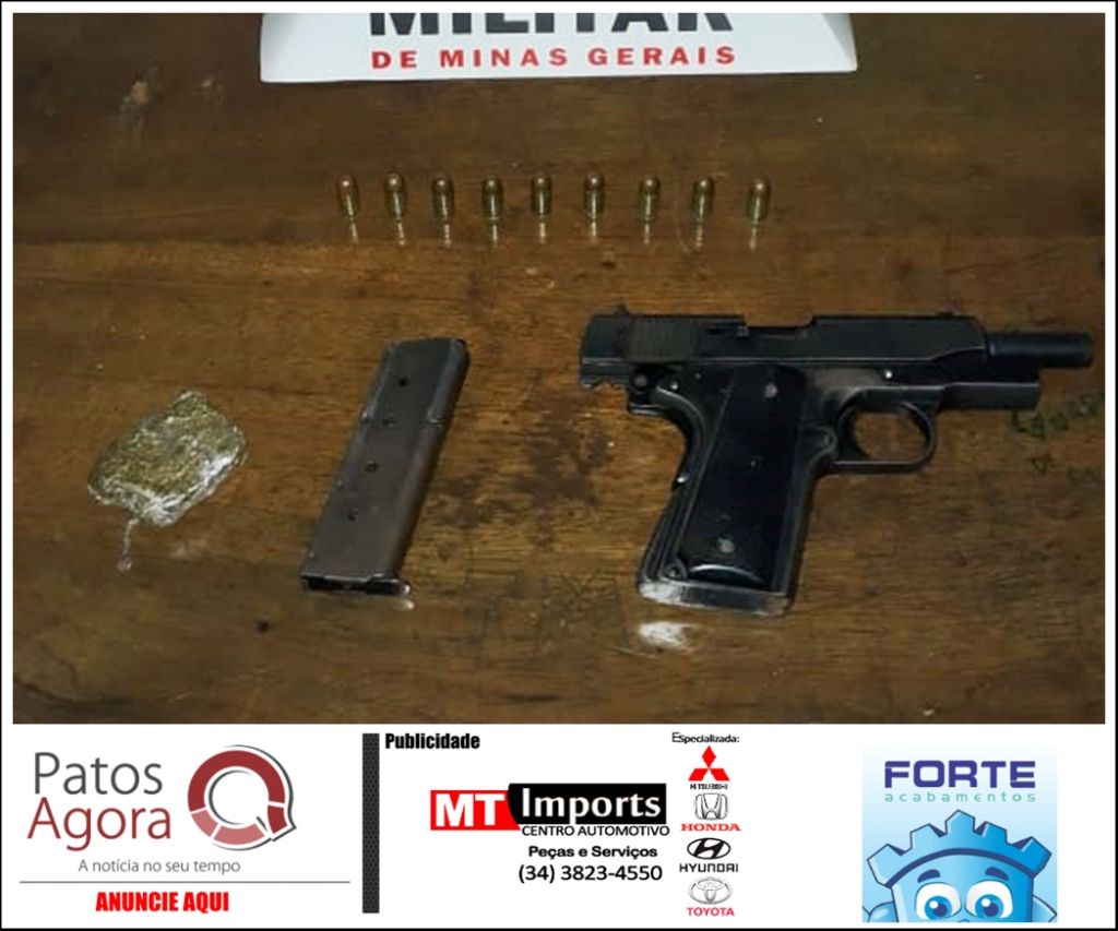 Casal é preso após PM localizar drogas e pistola carregada com 9 munições em Patrocínio