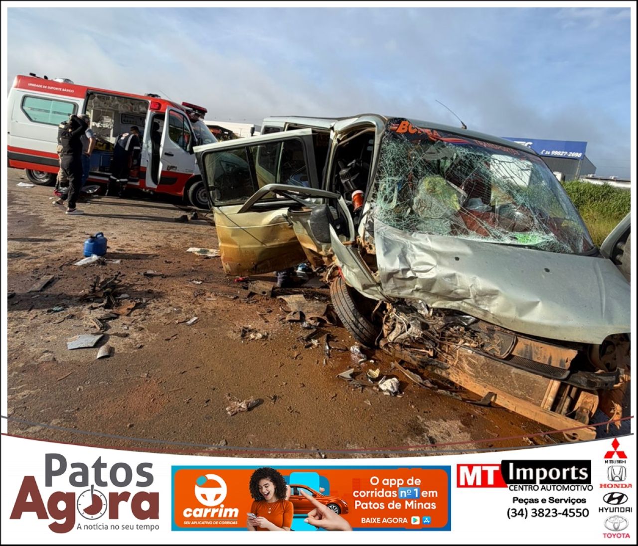 Acidente entre van de trabalhadores e carro de passeio deixa 3 mortos e 15 feridos na BR-354