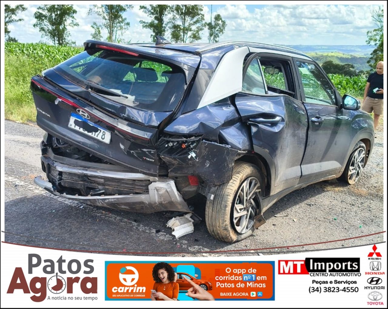 Roda de caminhonete se solta e causa engavetamento com vítima grave na BR-354